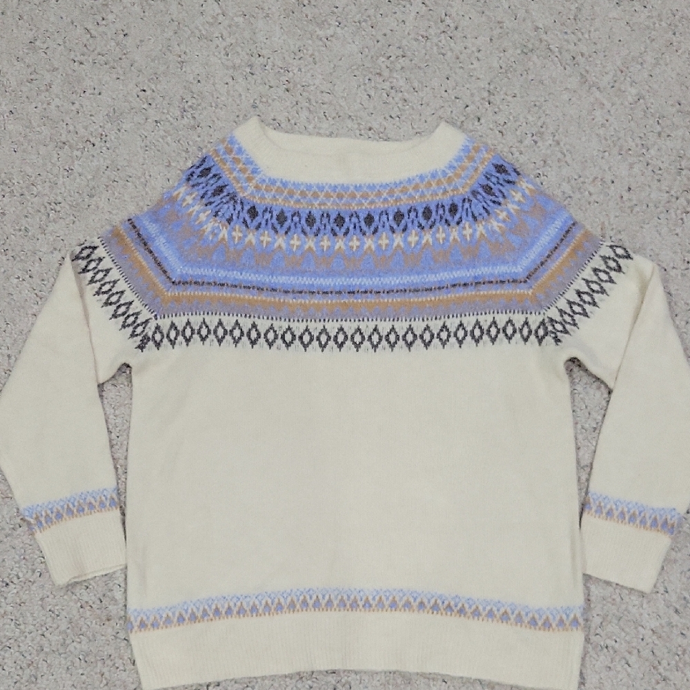 Panache Cream Sweater with Blue and Gold Accents